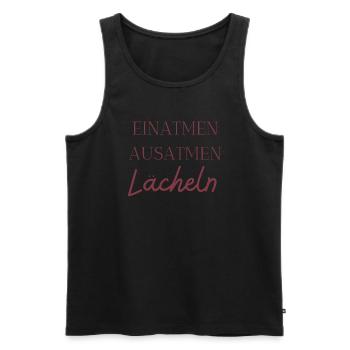 Einatmen, ausatmen, lächeln! - Männer Premium Bio Tank Top - Schwarz - Vorne - Michal (187cm)