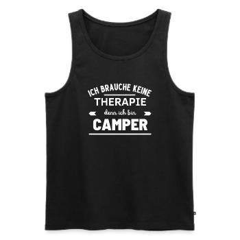 Je n’ai pas besoin de thérapie parce que je suis campeur - Débardeur bio Premium Homme - noir - Devant - Michal (187cm)