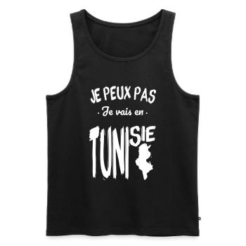 Je peux pas je vais en Tunisie - Débardeur bio Premium Homme - noir - Devant - Michal (187cm)