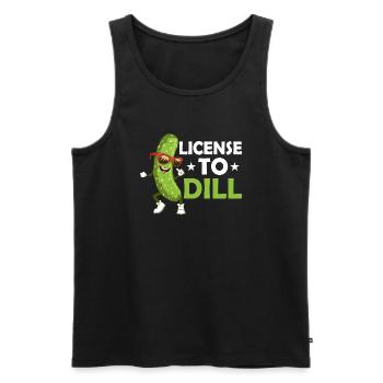 License To Dill Cucumber Pickle - Men's Premium Organic Tank Top - black - Front - AI Model Male 178 light (178cm)