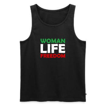 Women Life Freedom - Free Iran - Mahsa Amini - Men's Premium Organic Tank Top - black - Front - AI Model Male 178 light (178cm)