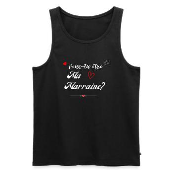 veux tu etre ma marraine-Future Marraine - Débardeur bio Premium Homme - noir - Devant - AI Model Male 178 light (178cm)