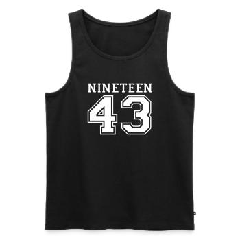 1943 - Men's Premium Organic Tank Top - black - Front - AI Model Male 178 light (178cm)