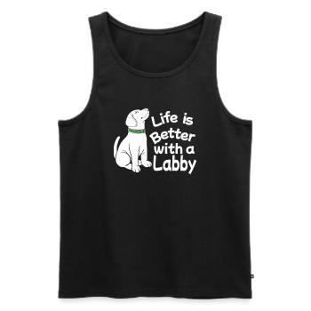 Labrador Dog Dog owner Mistress Mr. Wau - Men's Premium Organic Tank Top - black - Front - AI Model Male 178 light (178cm)