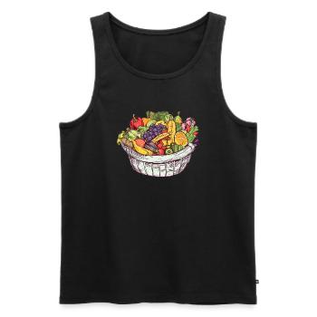 A basket filled with vegetables and fruit, transparent - Men's Premium Organic Tank Top - black - Front - AI Model Male 178 light (178cm)
