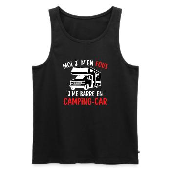 T-shirt Humour Camping car moi je m en fous - Débardeur bio Premium Homme - noir - Devant - Michal (187cm)
