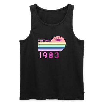 Anniversaire 40 ans vintage 1983 femme rose violet - Débardeur bio Premium Homme - noir - Devant - Michal (187cm)