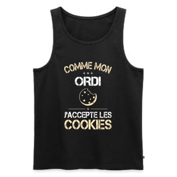 Comme mon ordi j'accepte les Cookies - Humour - Débardeur bio Premium Homme - noir - Devant - Michal (187cm)
