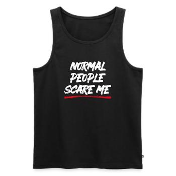 Normale Menschen machen mir Angst - Psych Design - Männer Premium Bio Tank Top - Schwarz - Vorne - AI Model Male 178 light (178cm)
