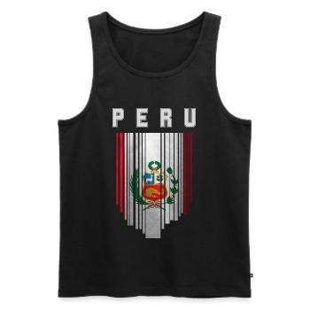 Drapeau du Pérou, fierté péruvienne - Débardeur bio Premium Homme - noir - Devant - AI Model Male 178 light (178cm)