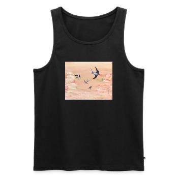 Abstrakt Apricot und Schwalben - Männer Premium Bio Tank Top - Schwarz - Vorne - Michal (187cm)