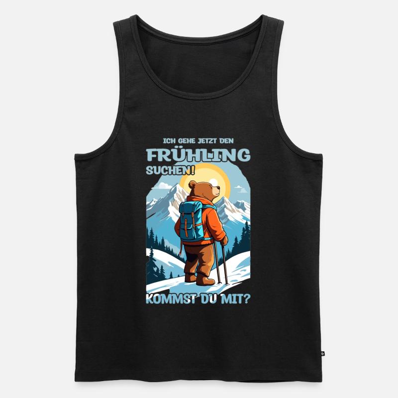 Bär sucht den Frühling - Männer Premium Bio Tank Top - Schwarz