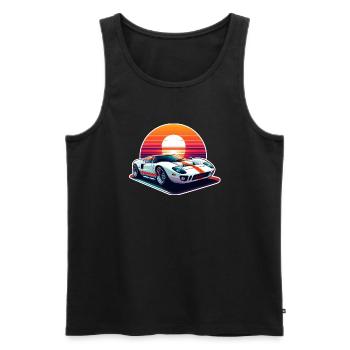 voiture vintage couché de soleil - Débardeur bio Premium Homme - noir - Devant - Michal (187cm)