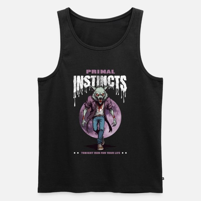 Werwolf bei Nacht - Männer Premium Bio Tank Top - Schwarz