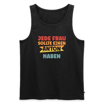 Jede Frau sollte einen Anton haben - Männer Premium Bio Tank Top - Schwarz - Vorne - AI Model Male 178 light (178cm)