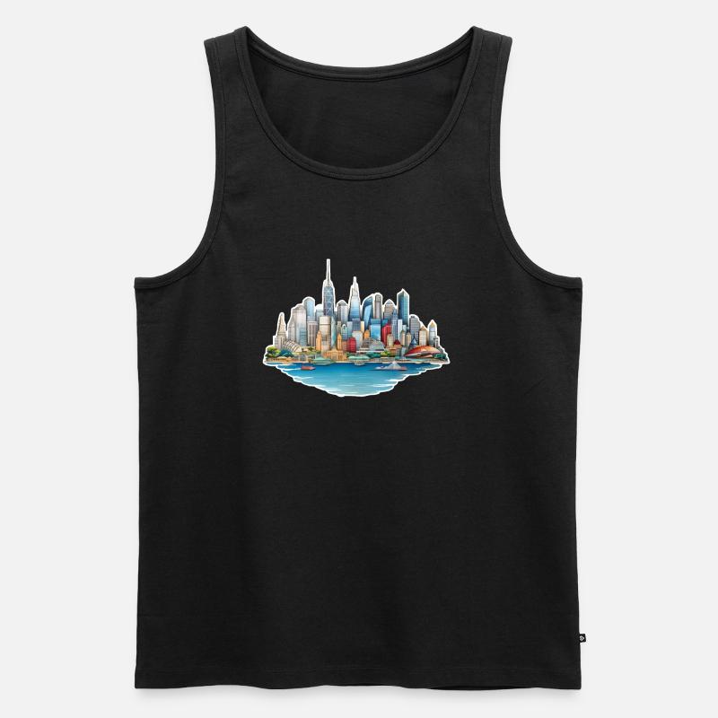 Skyline Großstadt - Männer Premium Bio Tank Top - Schwarz