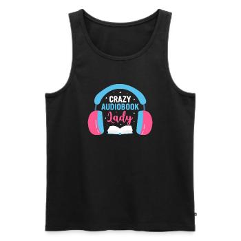 Contes épiques, amour sans fin : Crazy Audiobook Lady - Débardeur bio Premium Homme - noir - Devant - Michal (187cm)