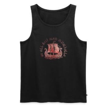 Viking Boat Rendez-vous au Valhalla 2 - Débardeur bio Premium Homme - noir - Devant - AI Model Male 178 light (178cm)