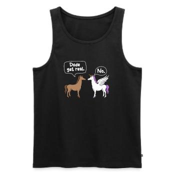 Dude Get Real - Mythical Animal Rainbow Unicorn - Men's Premium Organic Tank Top - black - Front - Michal (187cm)