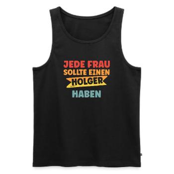 Jede Frau sollte einen Holger haben - Männer Premium Bio Tank Top - Schwarz - Vorne - AI Model Male 178 light (178cm)
