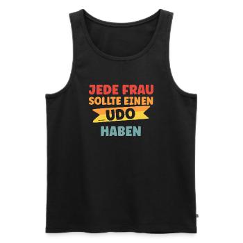 Jede Frau sollte einen Udo haben - Männer Premium Bio Tank Top - Schwarz - Vorne - AI Model Male 178 light (178cm)