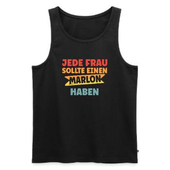 Jede Frau sollte einen Marlon haben - Männer Premium Bio Tank Top - Schwarz - Vorne - AI Model Male 178 light (178cm)
