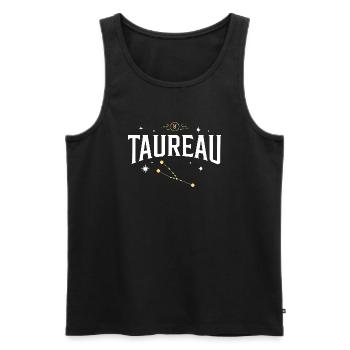Signe astro taureau - Débardeur bio Premium Homme - noir - Devant - AI Model Male 178 light (178cm)