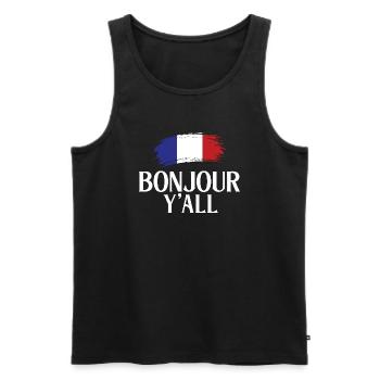 Bonjour Y’All - Funny French Southern Mix - Débardeur bio Premium Homme - noir - Devant - AI Model Male 178 light (178cm)