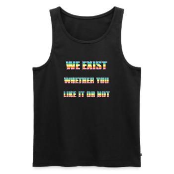 We Exist - Queer Flag - Men's Premium Organic Tank Top - black - Front - AI Model Male 178 light (178cm)