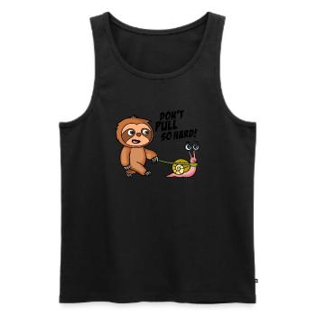 Don't pull so hard. Zieh nicht so. Helle Shirts - Männer Premium Bio Tank Top - Schwarz - Vorne - AI Model Male 178 light (178cm)