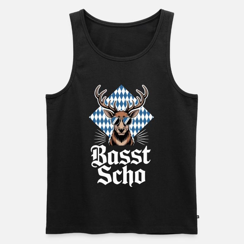 Elch Bayerischer Hirsch Sonnenbrille Basst Scho - Männer Premium Bio Tank Top - Schwarz