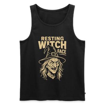 Ruhendes Hexengesicht Halloween Kostüm Spaß - Männer Premium Bio Tank Top - Schwarz - Vorne - AI Model Male 178 light (178cm)