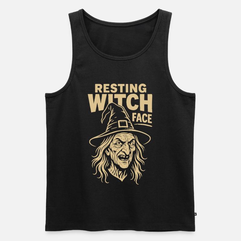 Ruhendes Hexengesicht Halloween Kostüm Spaß - Männer Premium Bio Tank Top - Schwarz