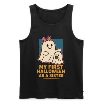 My First Halloween As A Sister Cute Ghost - Men's Premium Organic Tank Top - black - Front - AI Model Male 178 light (178cm)