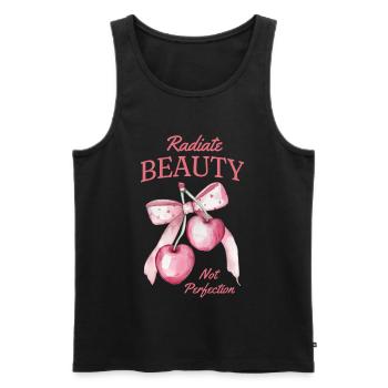 Vitamines dans les cerises Fruit Love Cerises acides - Débardeur bio Premium Homme - noir - Devant - AI Model Male 178 light (178cm)