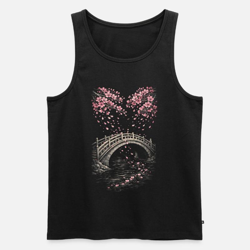 Kirschblüten Sakura Kirschblüte - Männer Premium Bio Tank Top - Schwarz