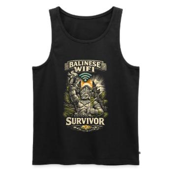 Bali Reise Balinese Wifi Survivor - Männer Premium Bio Tank Top - Schwarz - Vorne - AI Model Male 178 light (178cm)