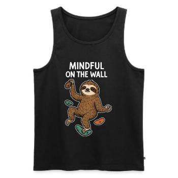 Mindful on the Wall – Zen Faultier an Wand - Männer Premium Bio Tank Top - Schwarz - Vorne - AI Model Male 178 light (178cm)