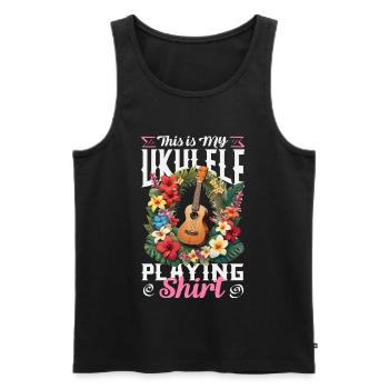 Voici mon maillot de ukulélé, guitare hawaïenne - Débardeur bio Premium Homme - noir - Devant - Michal (187cm)
