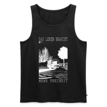 Leben braucht Freiheit Camping - Männer Premium Bio Tank Top - Schwarz - Vorne - Michal (187cm)