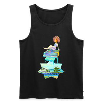 Kanaren - musikalische Piano Tropen-Star Collage - Männer Premium Bio Tank Top - Schwarz - Vorne - Michal (187cm)
