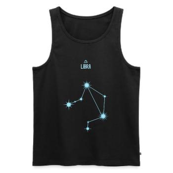 Constellation d’étoile du signe astrologique de la Balance Bleu pastel - Débardeur bio Premium Homme - noir - Devant - Michal (187cm)