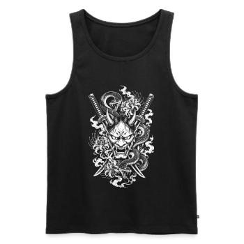 Hannya Mask with Katana and Snake - Men's Premium Organic Tank Top - black - Front - Michal (187cm)