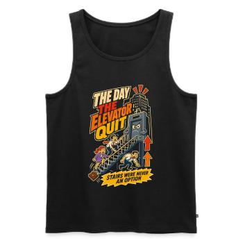Elevator Strike Office Humor - Men's Premium Organic Tank Top - black - Front - Michal (187cm)