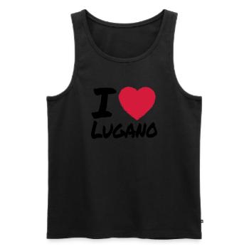 I Love Lugano - Männer Premium Bio Tank Top - Schwarz - Vorne - AI Model Male 178 light (178cm)