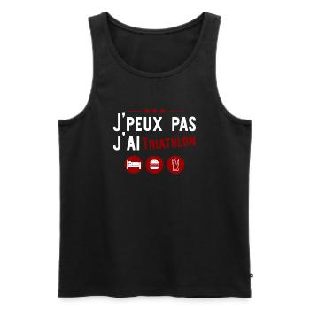 J'ai triathlon t-shirt humour alcool - Débardeur bio Premium Homme - noir - Devant - Michal (187cm)