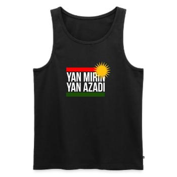yan mirin yan azadi - Männer Premium Bio Tank Top - Schwarz - Vorne - Michal (187cm)