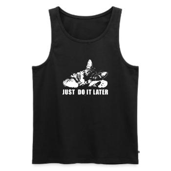 Just Do It Later Funny Parody Meme Cat - Männer Premium Bio Tank Top - Schwarz - Vorne - AI Model Male 178 light (178cm)