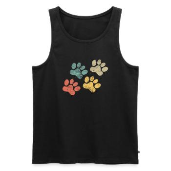 Haustier Pfote retro Tatze katze Hund - Männer Premium Bio Tank Top - Schwarz - Vorne - AI Model Male 178 light (178cm)