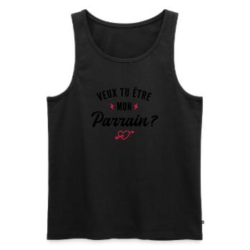 veux tu être mon parrain - Débardeur bio Premium Homme - noir - Devant - Michal (187cm)